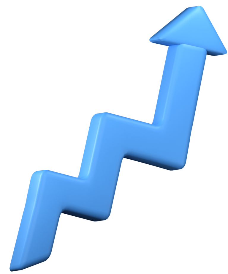 Blue 3D Marketing Arrow pointing up