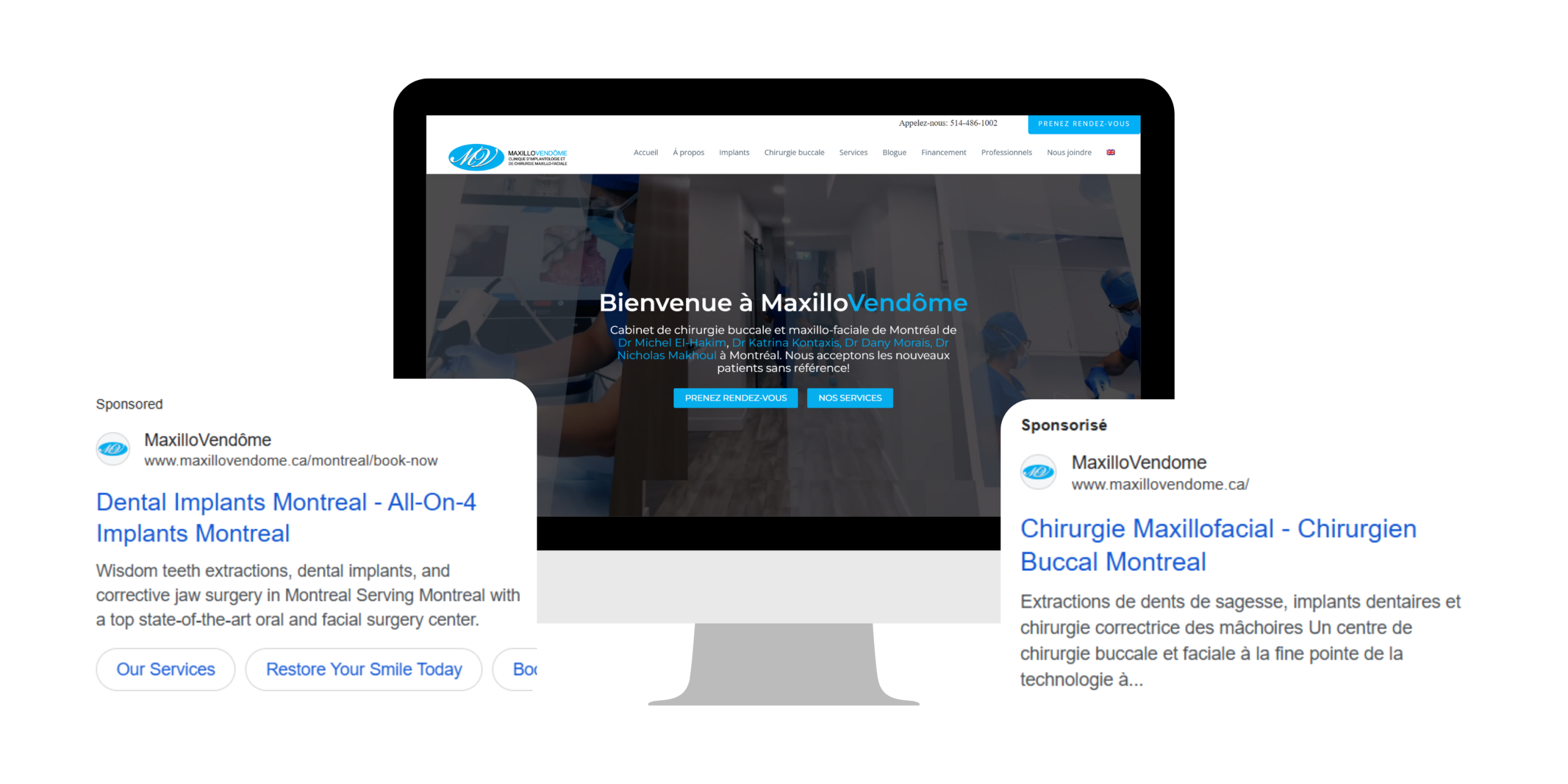 Maxillofacial & Oral Surgery dental clinic in Canada's Google Ads screenshot used for new patient acquisition