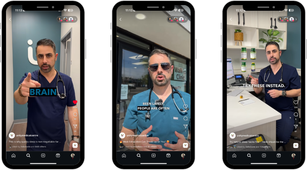 Screenshots of Dr. Ayman Srajeldin, a clinic owner using social media to acquire new patients for his medical clinic
