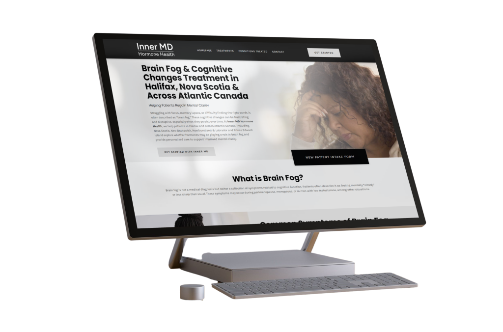 Computer screen showing a hormone therapy clinic that hired MINA Medical Marketing for advanced AI digital healthcare marketing using SEO expansions, as mentioned in the text